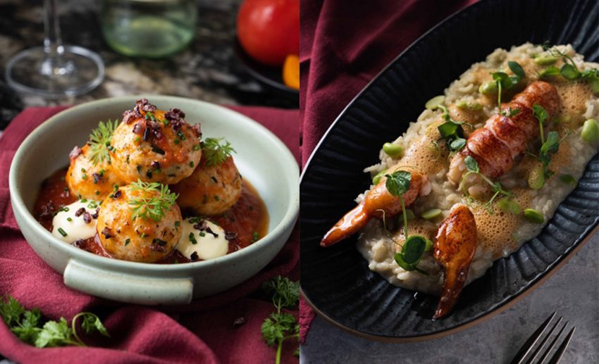 Aposto, Black Tiger Prawn Polpette, Lobster Spring Risotto